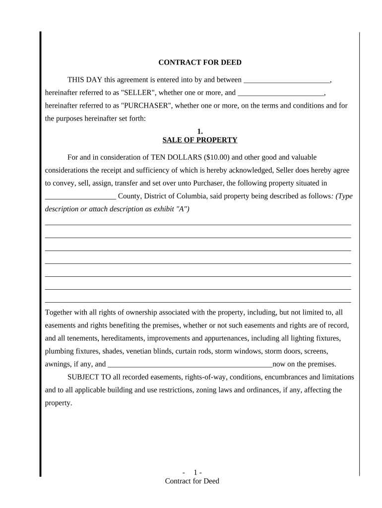 Dc Contract Real Estate  Form