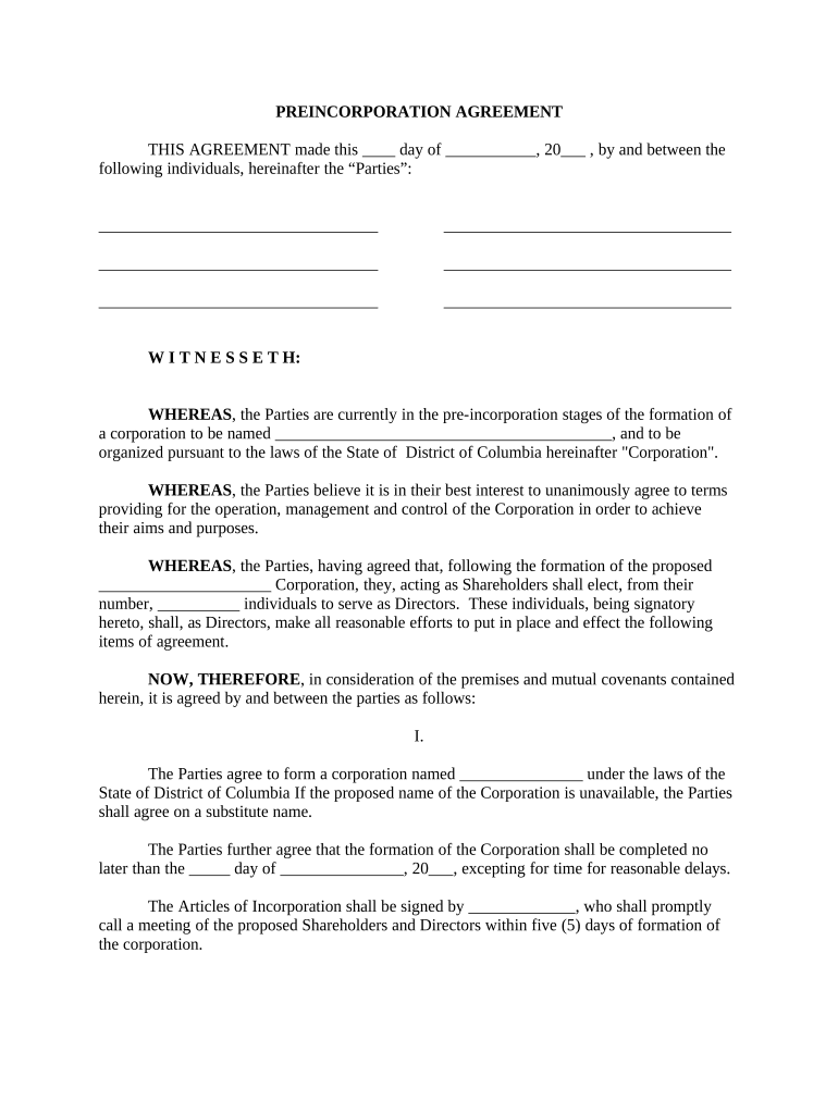 Agreement Shareholders  Form