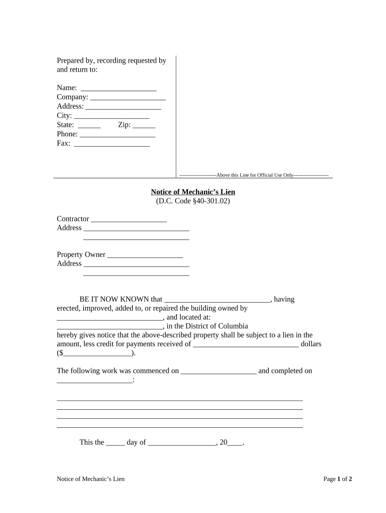 District Columbia Corporation  Form