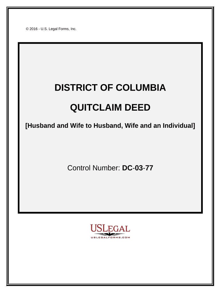 Quitclaim Deed from Husband and Wife to Husband, Wife and an Individual District of Columbia  Form