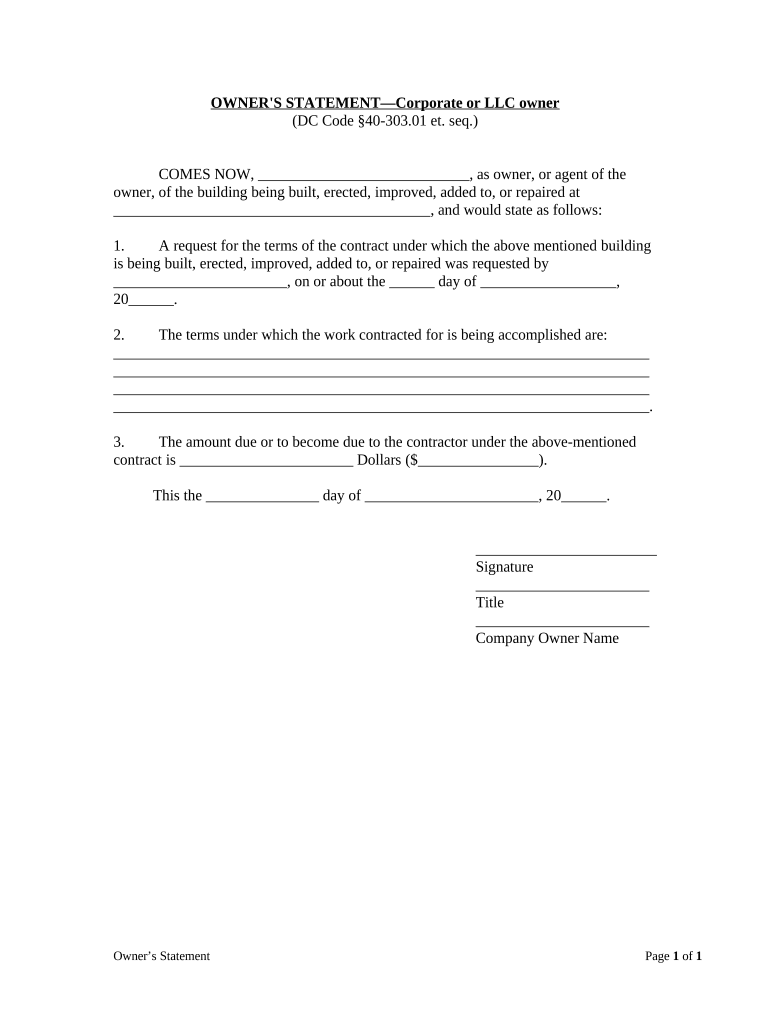 District of Columbia Company Search  Form