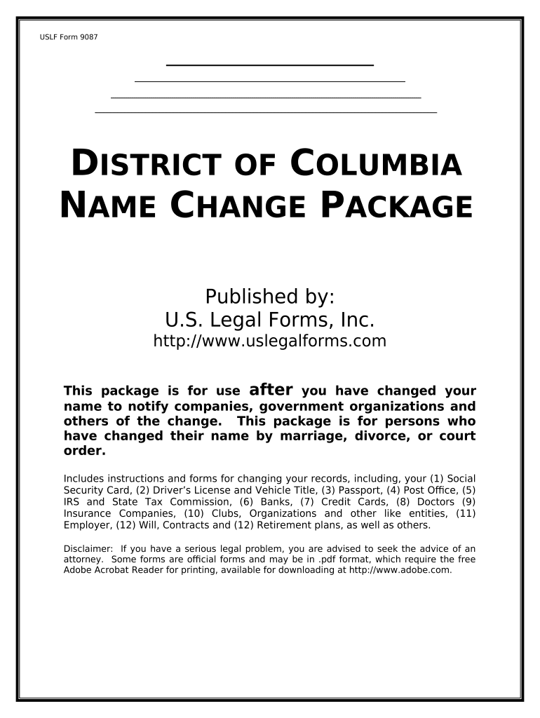 Fill and Sign the Dc Name Change Form