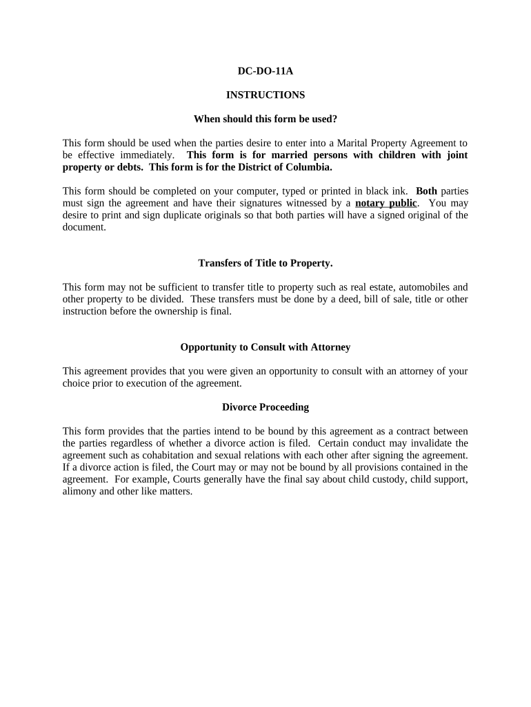 Marital Legal Separation and Property Settlement Agreement Minor Children Parties May Have Joint Property or Debts Effective Imm  Form