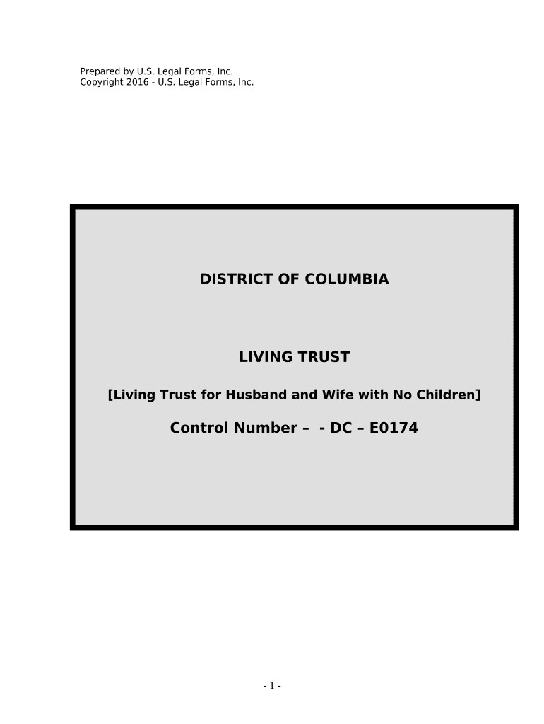 Living Trust for Husband and Wife with No Children District of Columbia  Form
