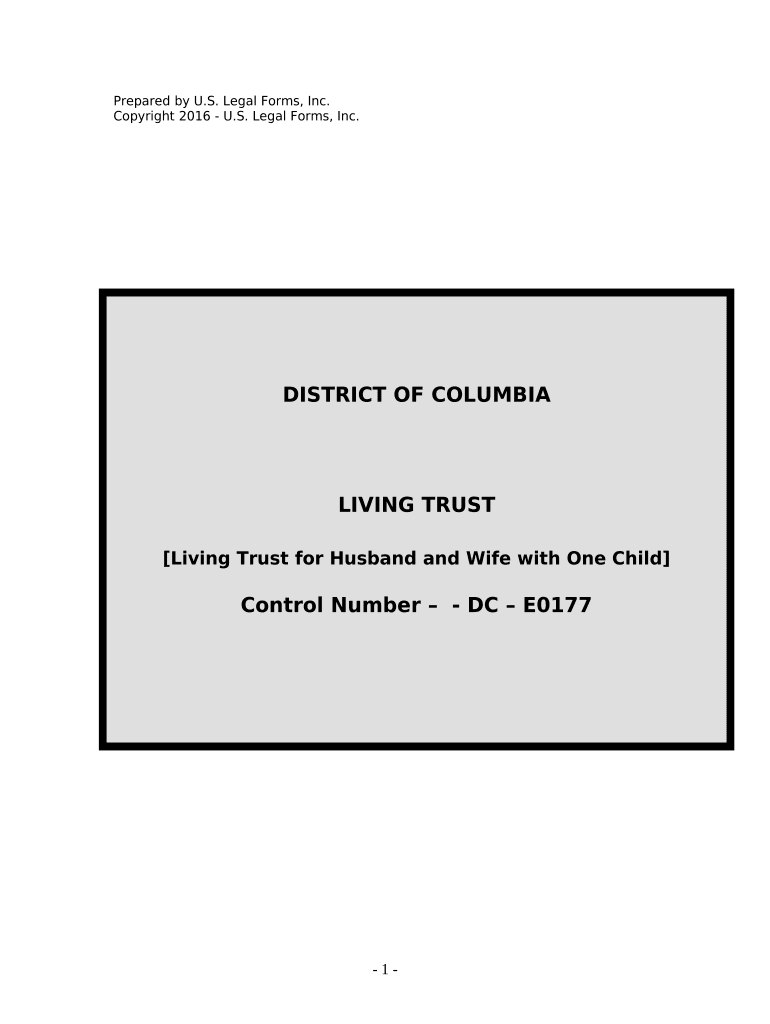 Living Trust for Husband and Wife with One Child District of Columbia  Form