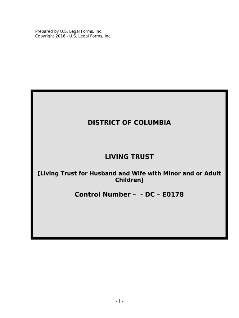 Living Trust for Husband and Wife with Minor and or Adult Children District of Columbia  Form