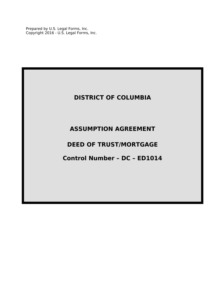 Assumption Agreement of Deed of Trust and Release of Original Mortgagors District of Columbia  Form