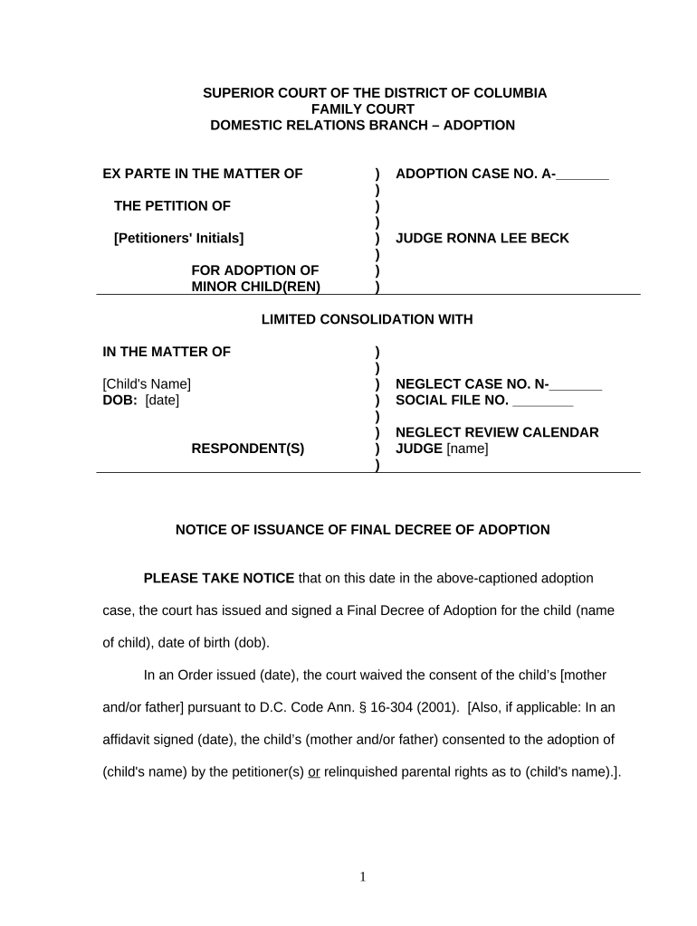 Final Decree Adoption  Form