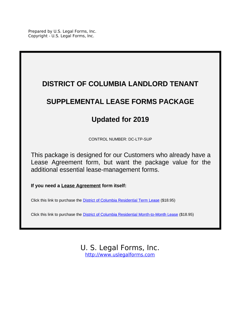 Fill and Sign the Supplemental Residential Lease Forms Package District of Columbia