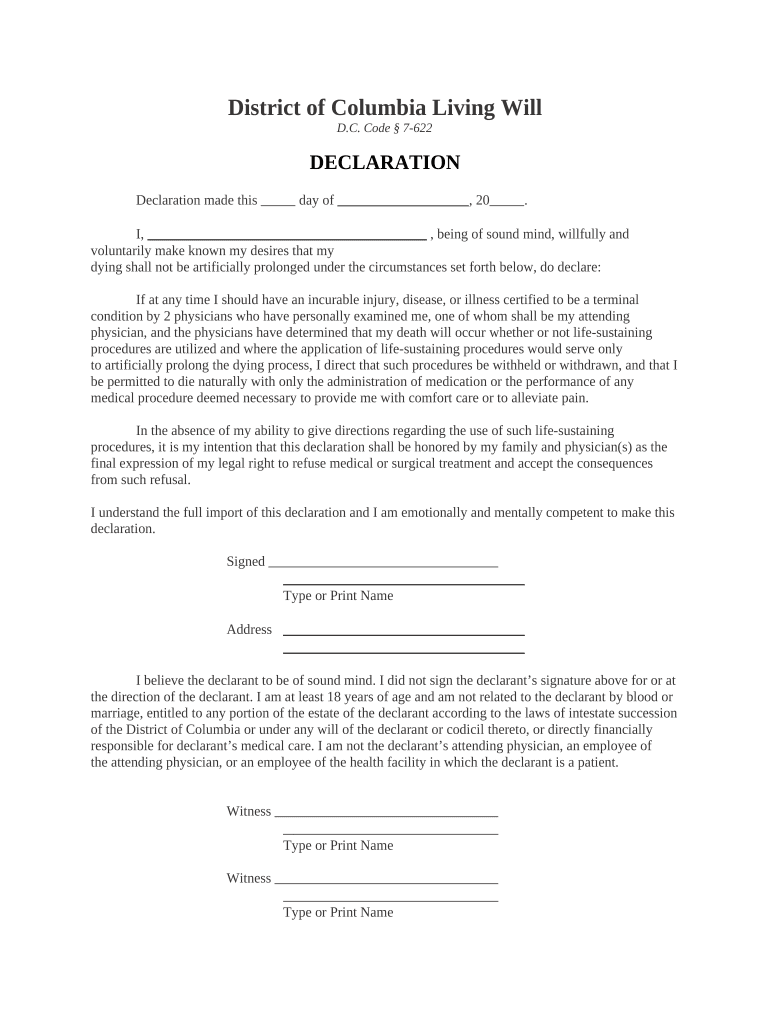 District of Columbia Code  Form