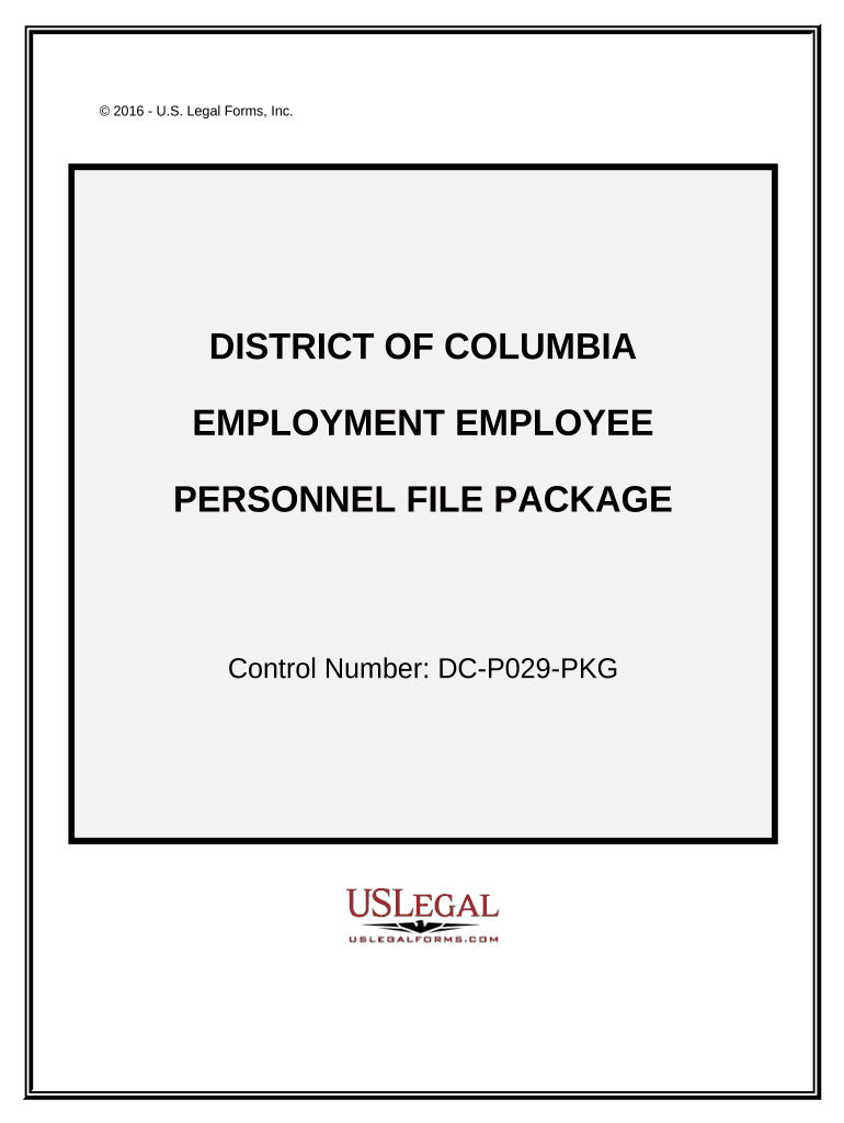 Employment Employee Personnel File Package District of Columbia  Form