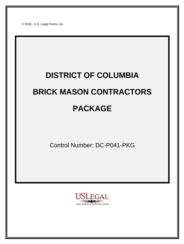 Brick Mason Contractor Package District of Columbia  Form