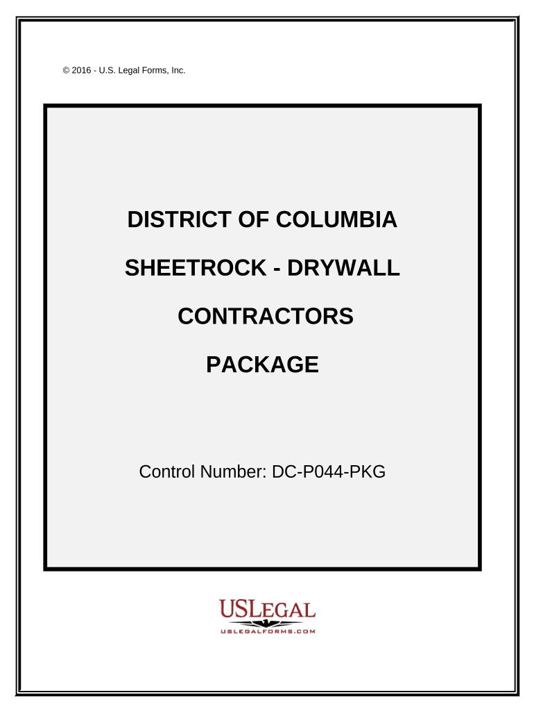 Sheetrock Drywall Contractor Package District of Columbia  Form