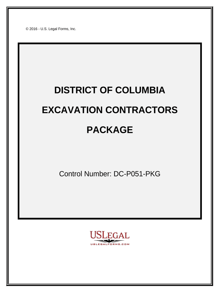 Excavation Contractor Package District of Columbia  Form