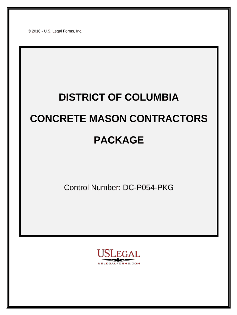 Concrete Mason Contractor Package District of Columbia  Form