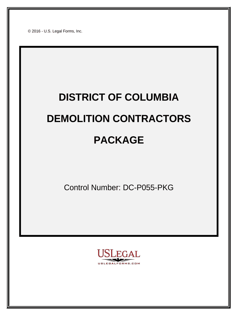 Demolition Contractor Package District of Columbia  Form