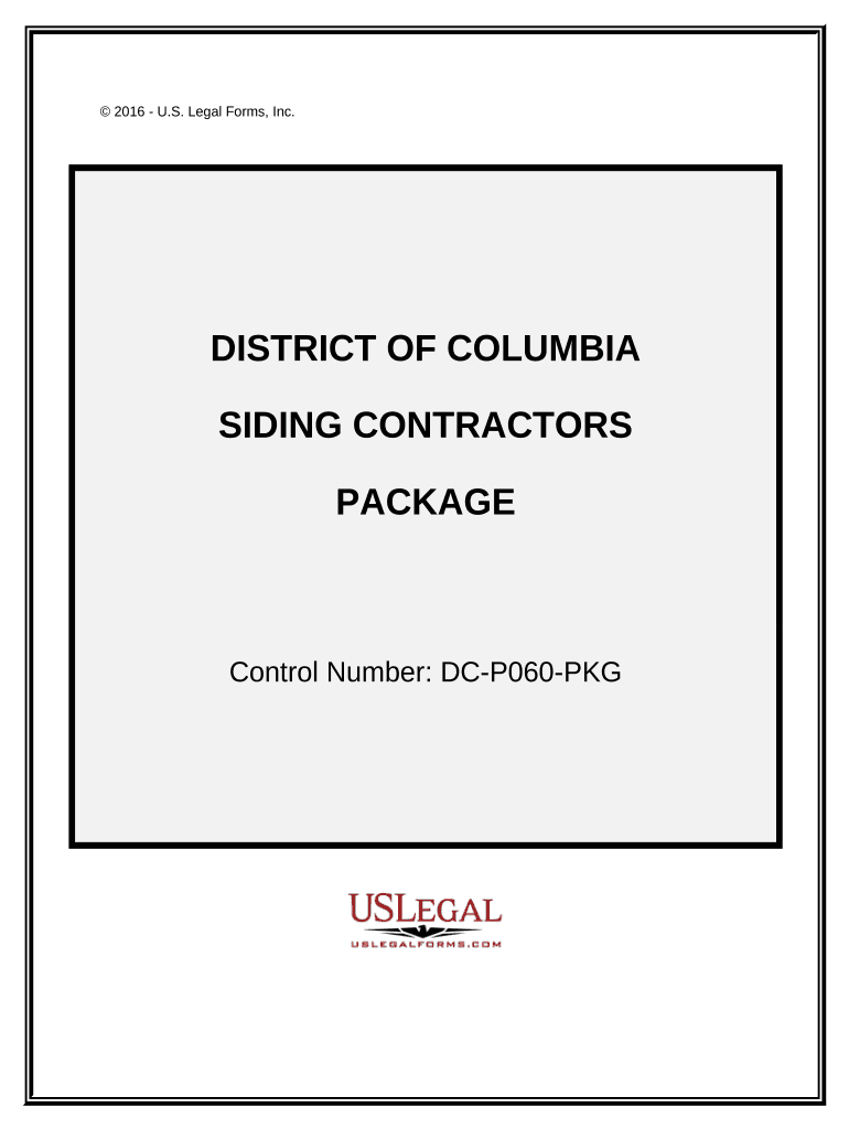 Siding Contractor Package District of Columbia  Form