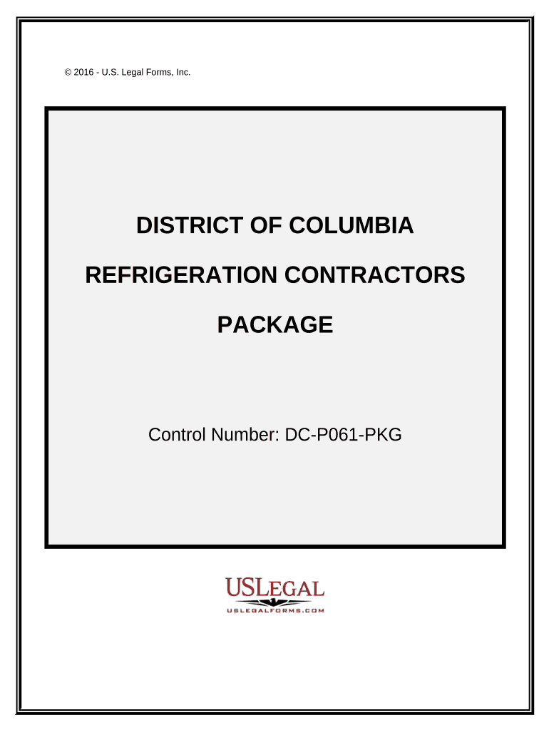 Refrigeration Contractor Package District of Columbia  Form