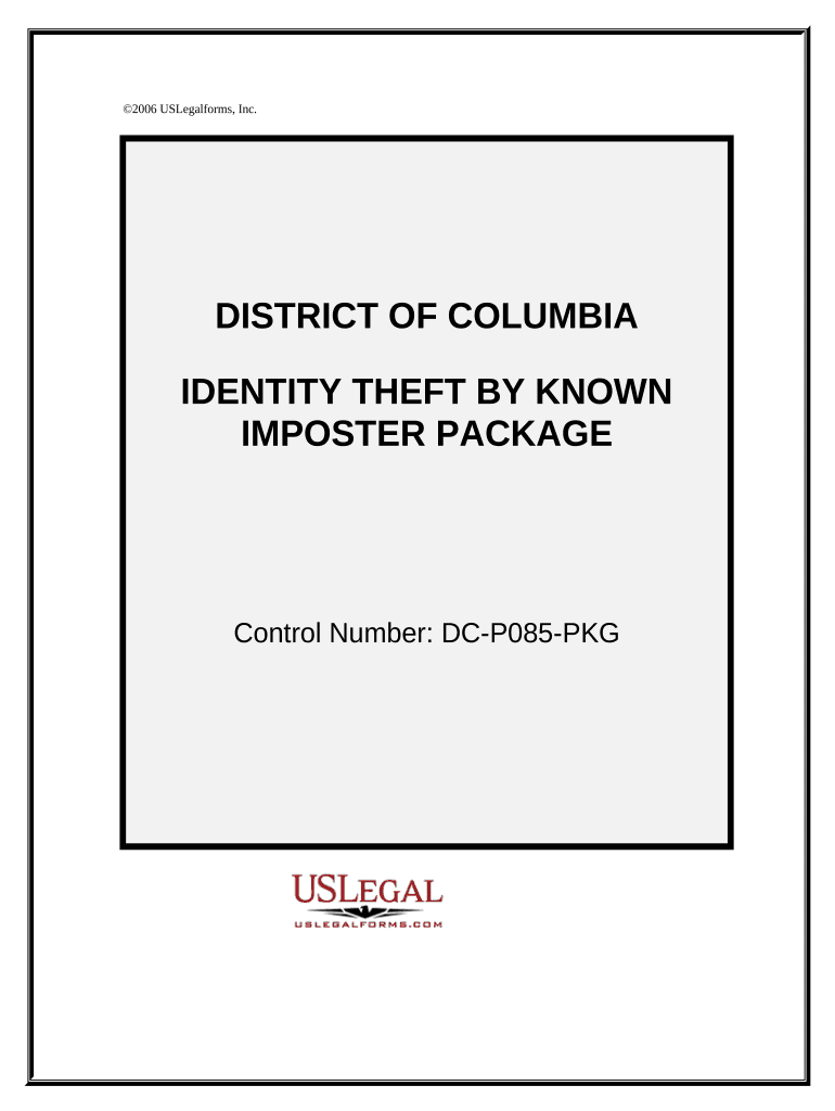 Identity Theft by Known Imposter Package District of Columbia  Form
