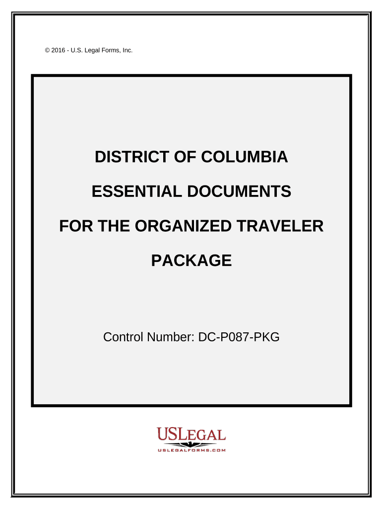 Essential Documents for the Organized Traveler Package District of Columbia  Form