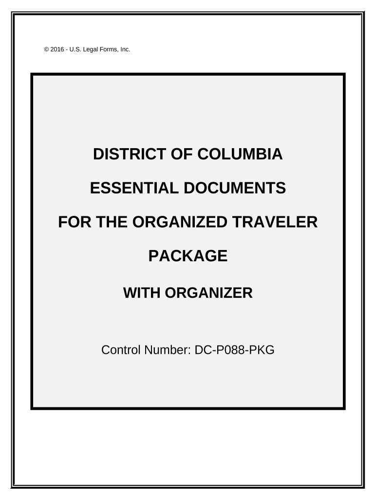 Essential Documents for the Organized Traveler Package with Personal Organizer District of Columbia  Form