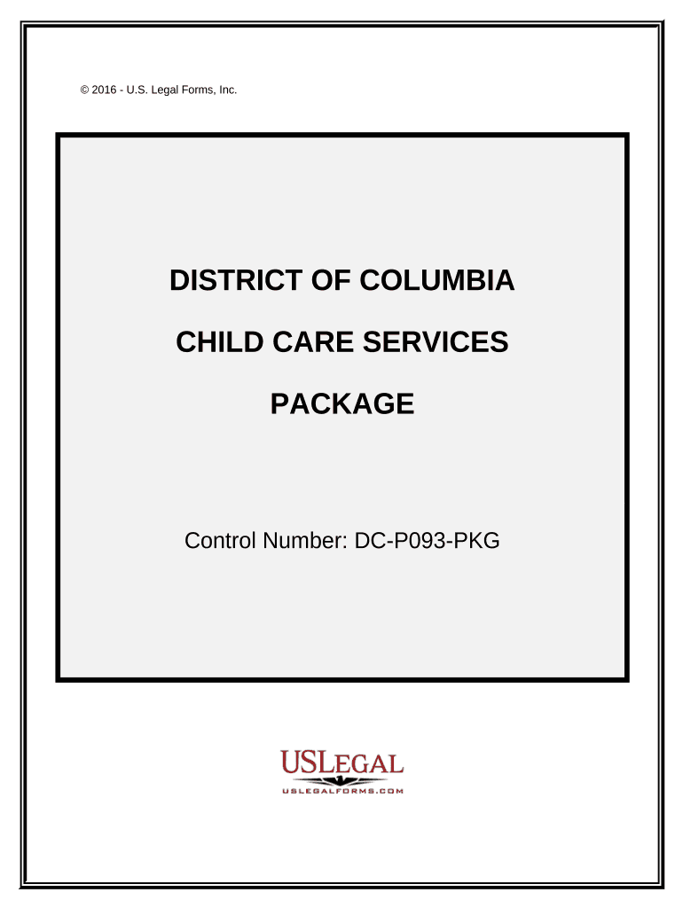 Child Care Services Package District of Columbia  Form