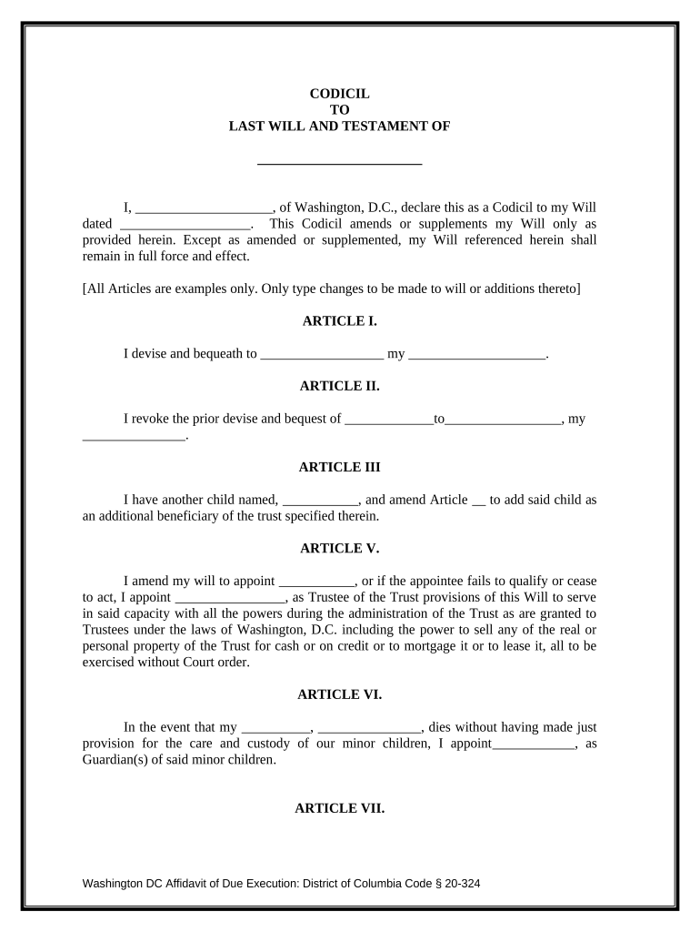 District of Columbia Form
