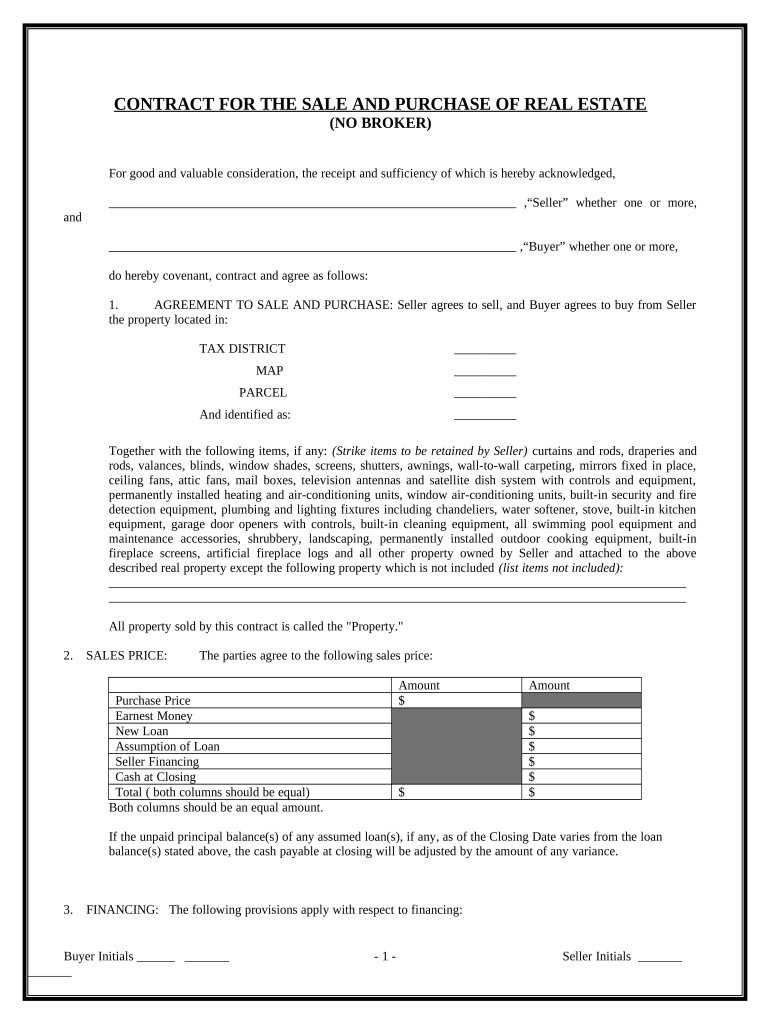 Contract for Sale and Purchase of Real Estate with No Broker for Residential Home Sale Agreement Delaware  Form
