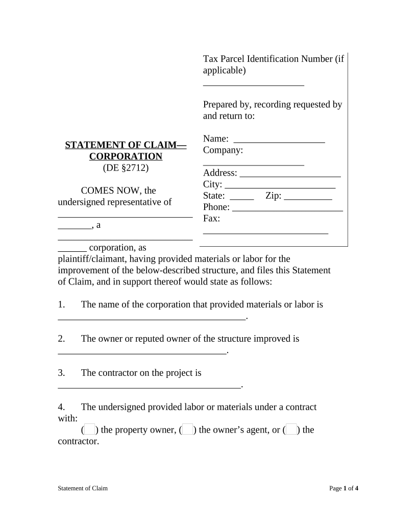 Delaware Corporation Form