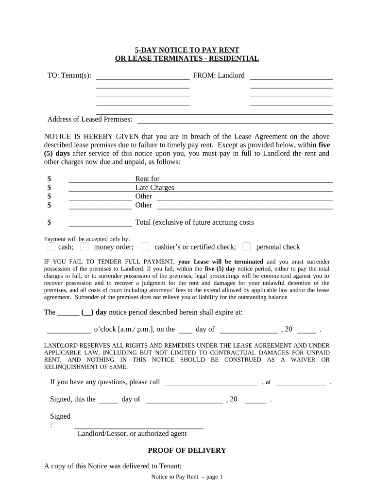 Delaware Pay Rent  Form