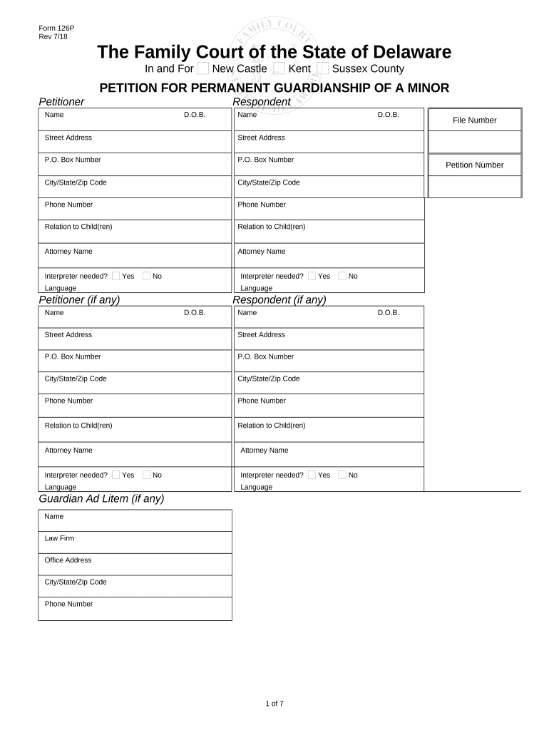 Petition Guardianship Minor  Form