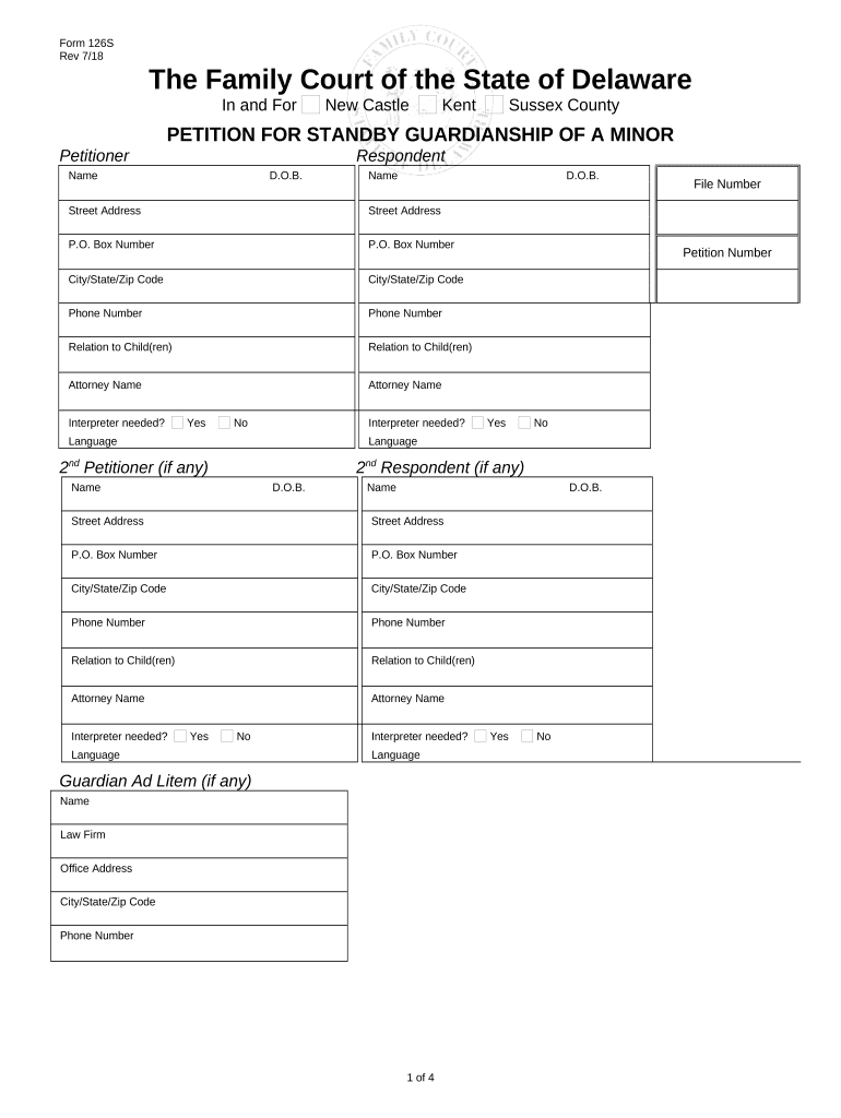 Petition for Standby Guardianship Delaware  Form