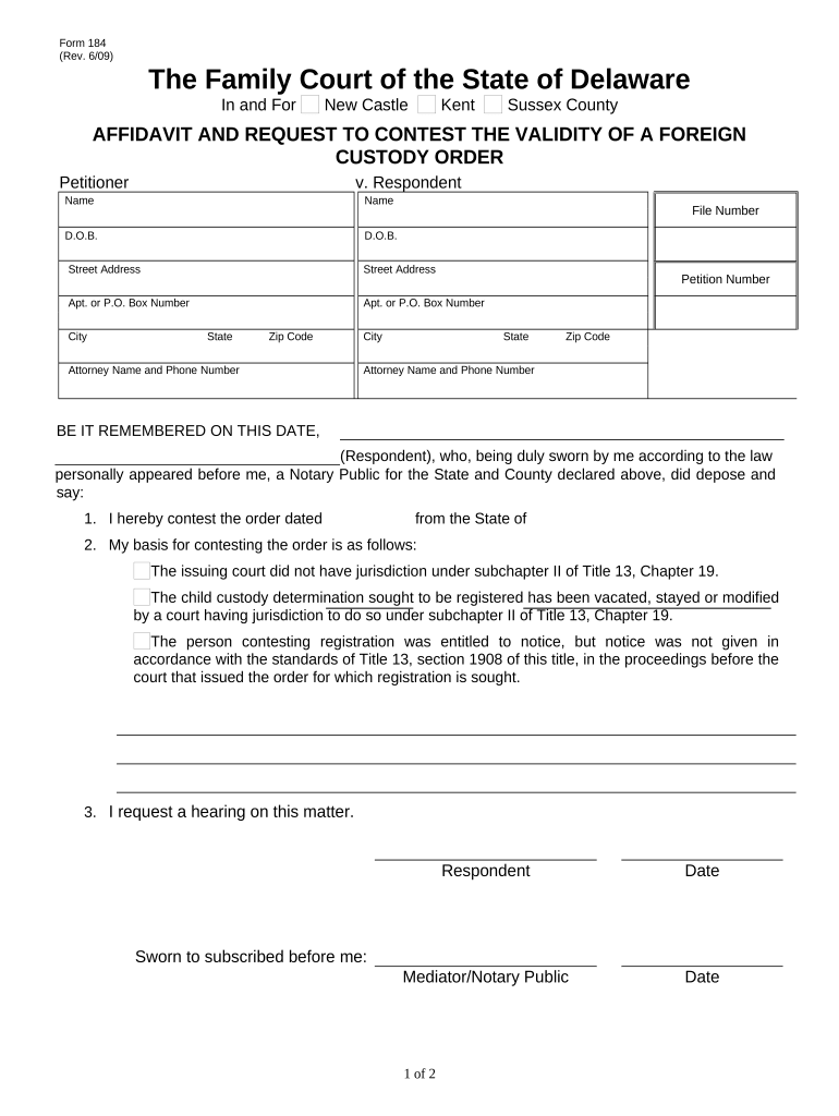 Delaware Affidavit of  Form