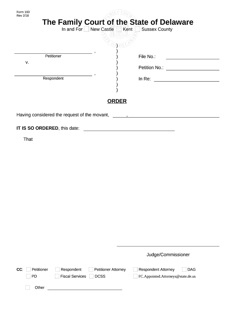 Generic Form of Order Delaware