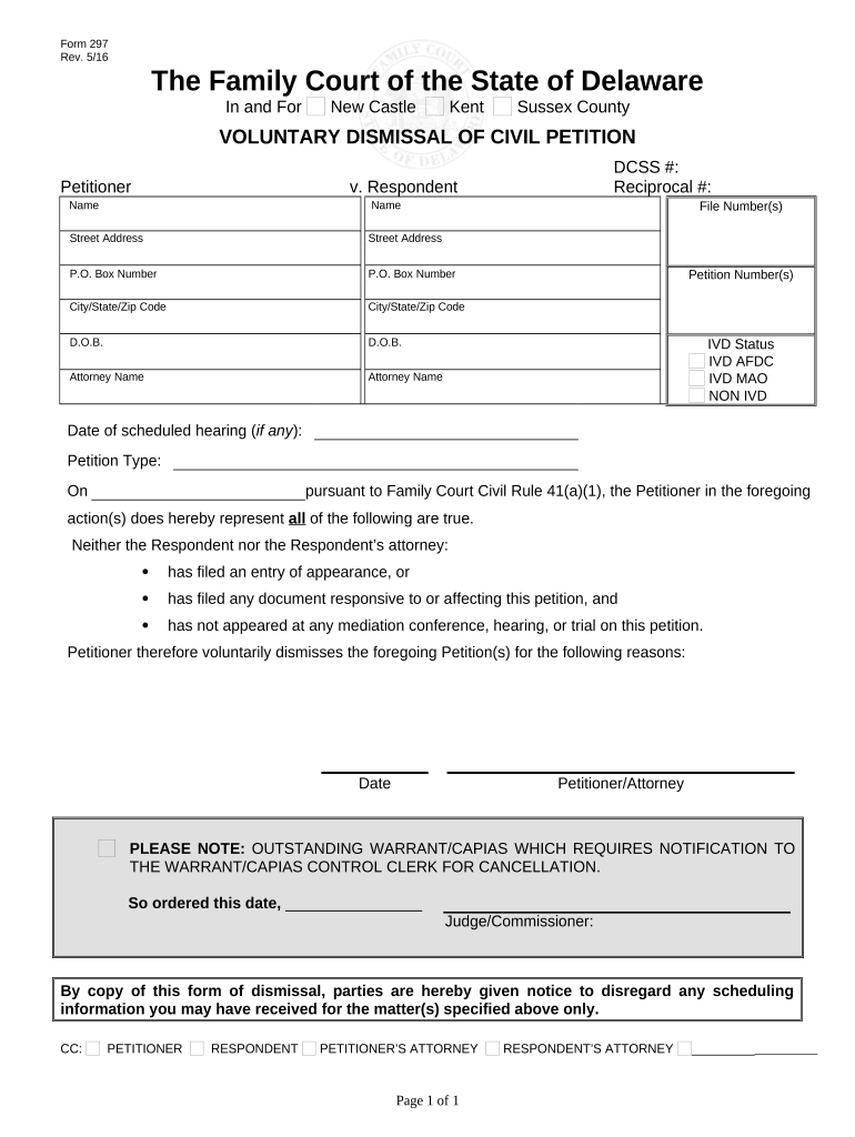 Voluntary Dismissal Civil  Form