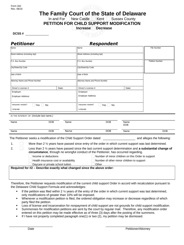 Petition Child Support Form