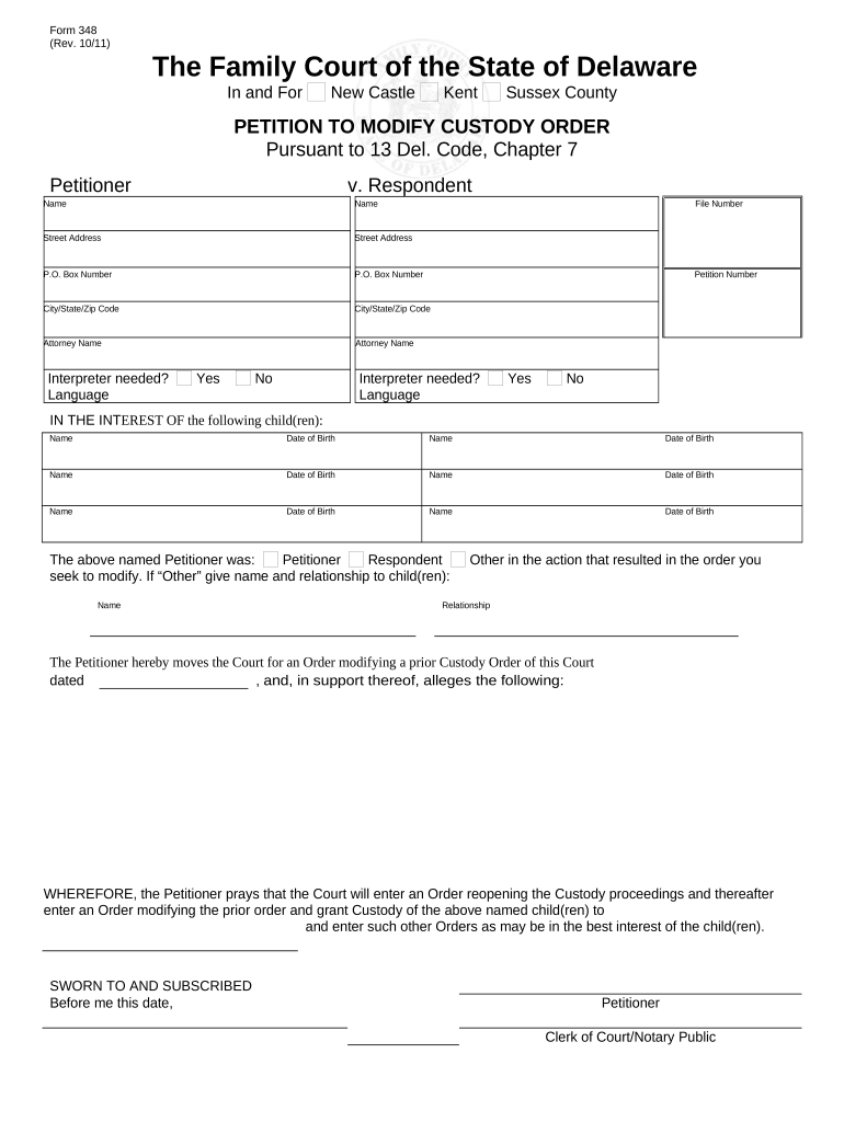 Modify Custody Order  Form