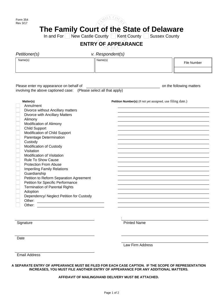 Entry of Appearance Delaware  Form