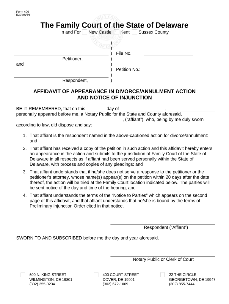 Appearance Divorce Notice  Form