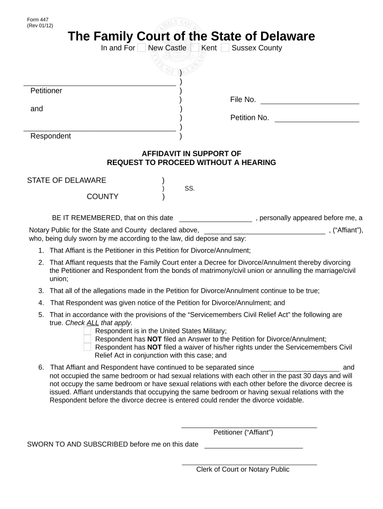 Affidavit Support Request  Form