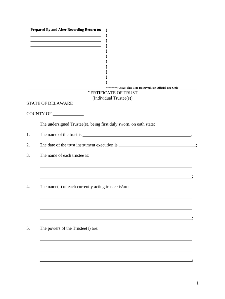 Delaware Certificate  Form