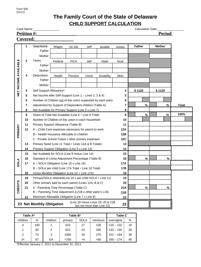 De Child Support  Form