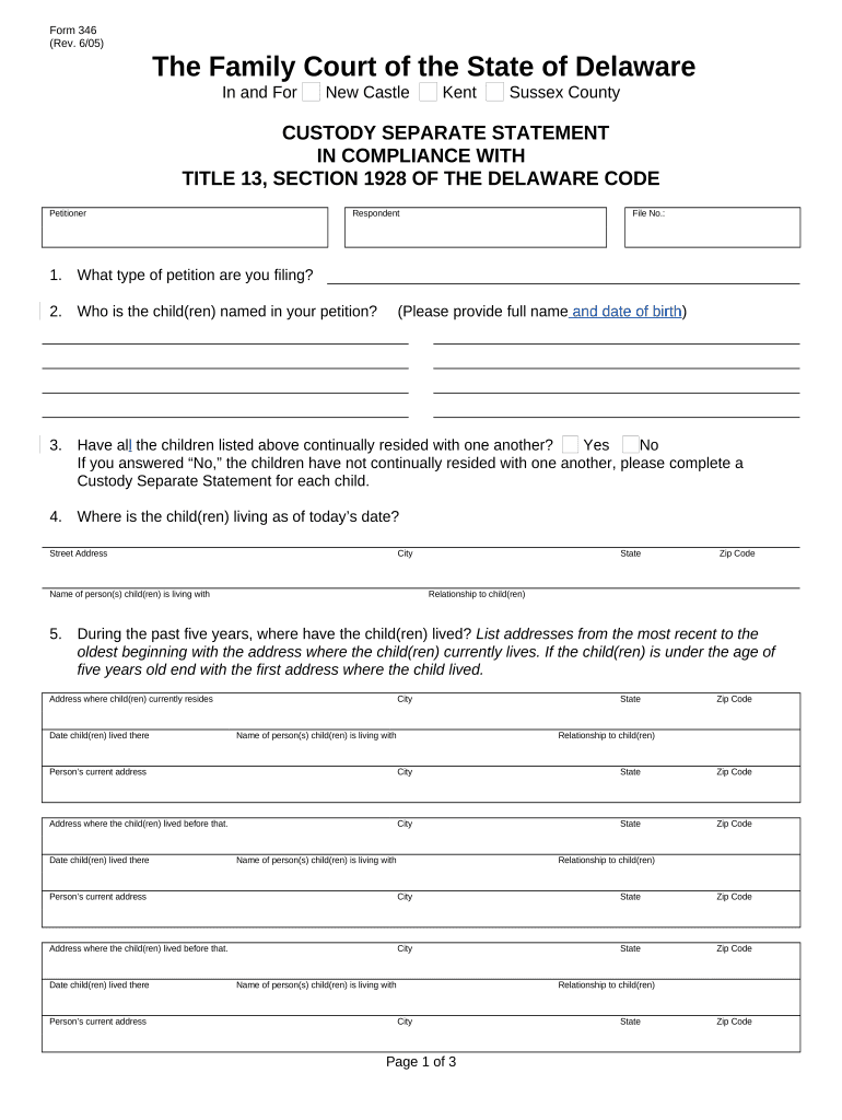 Delaware Custody  Form