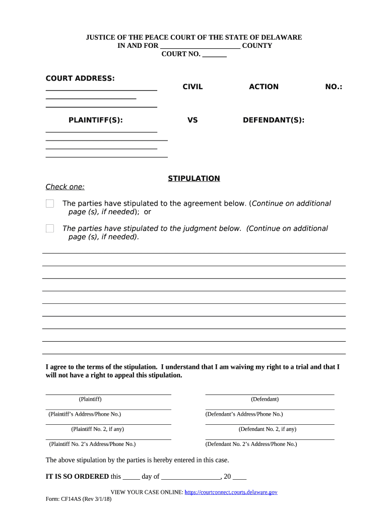 Delaware Judgment  Form