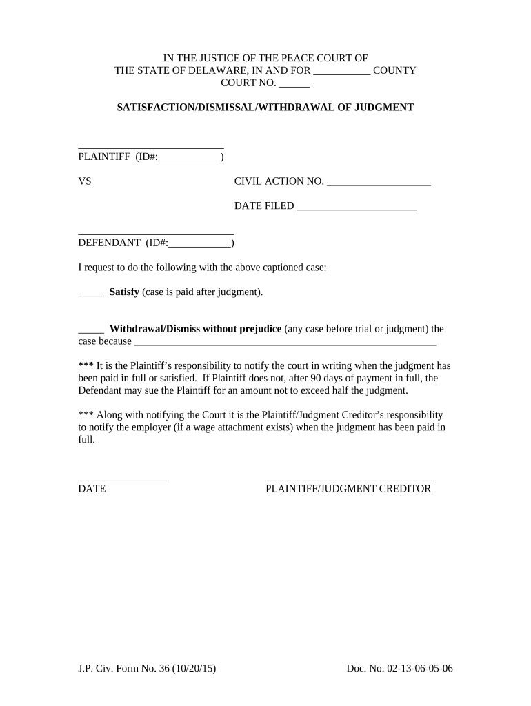 Delaware Judgment  Form