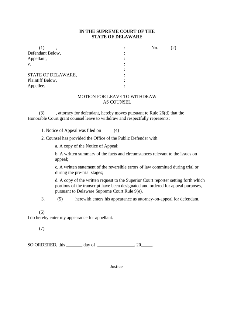 Withdraw Counsel  Form