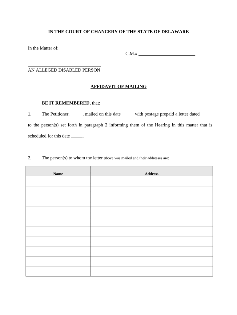 Delaware Affidavit  Form