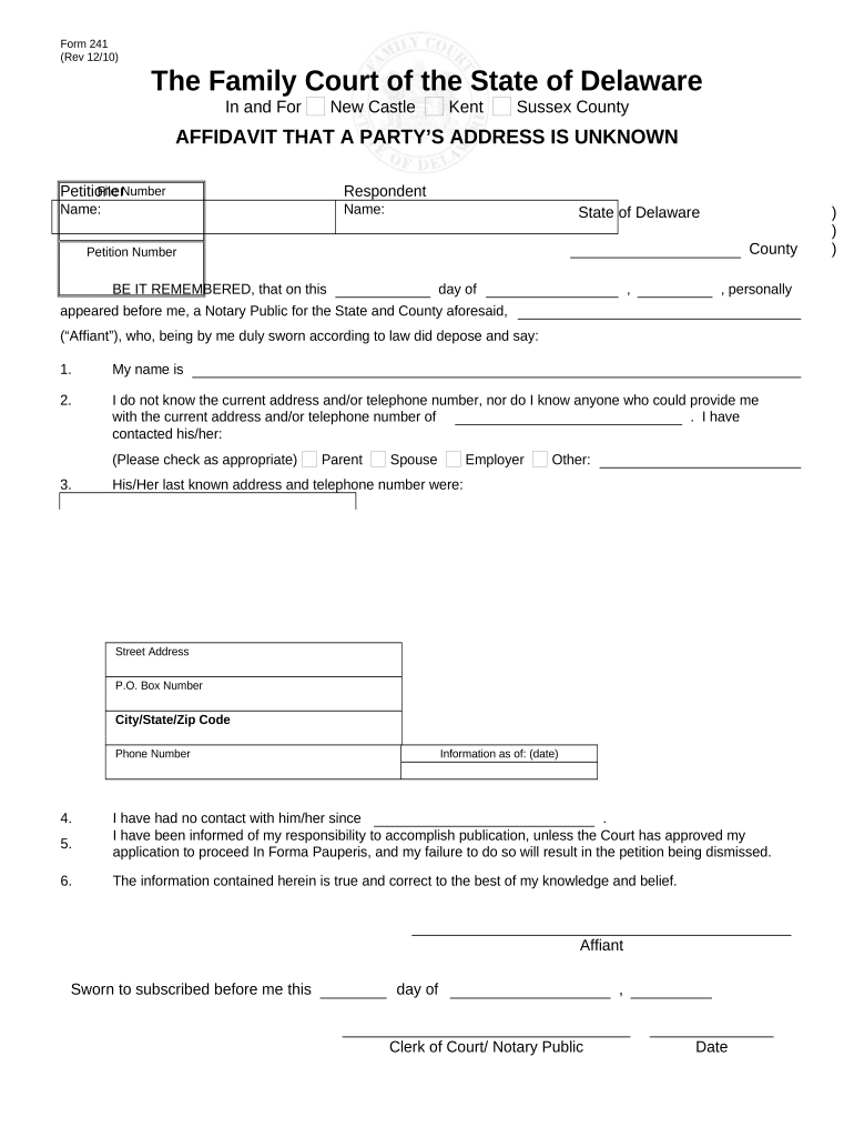 Affidavit Party  Form