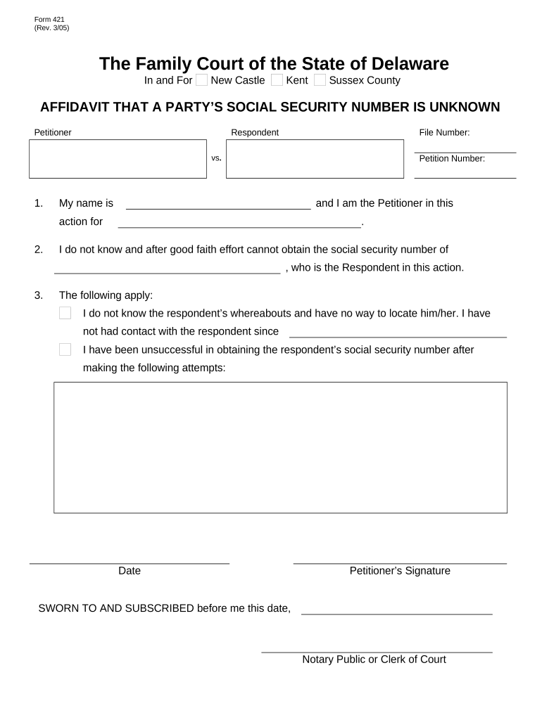 Affidavit Social Security  Form