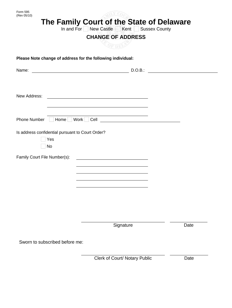 Change of Address Delaware  Form